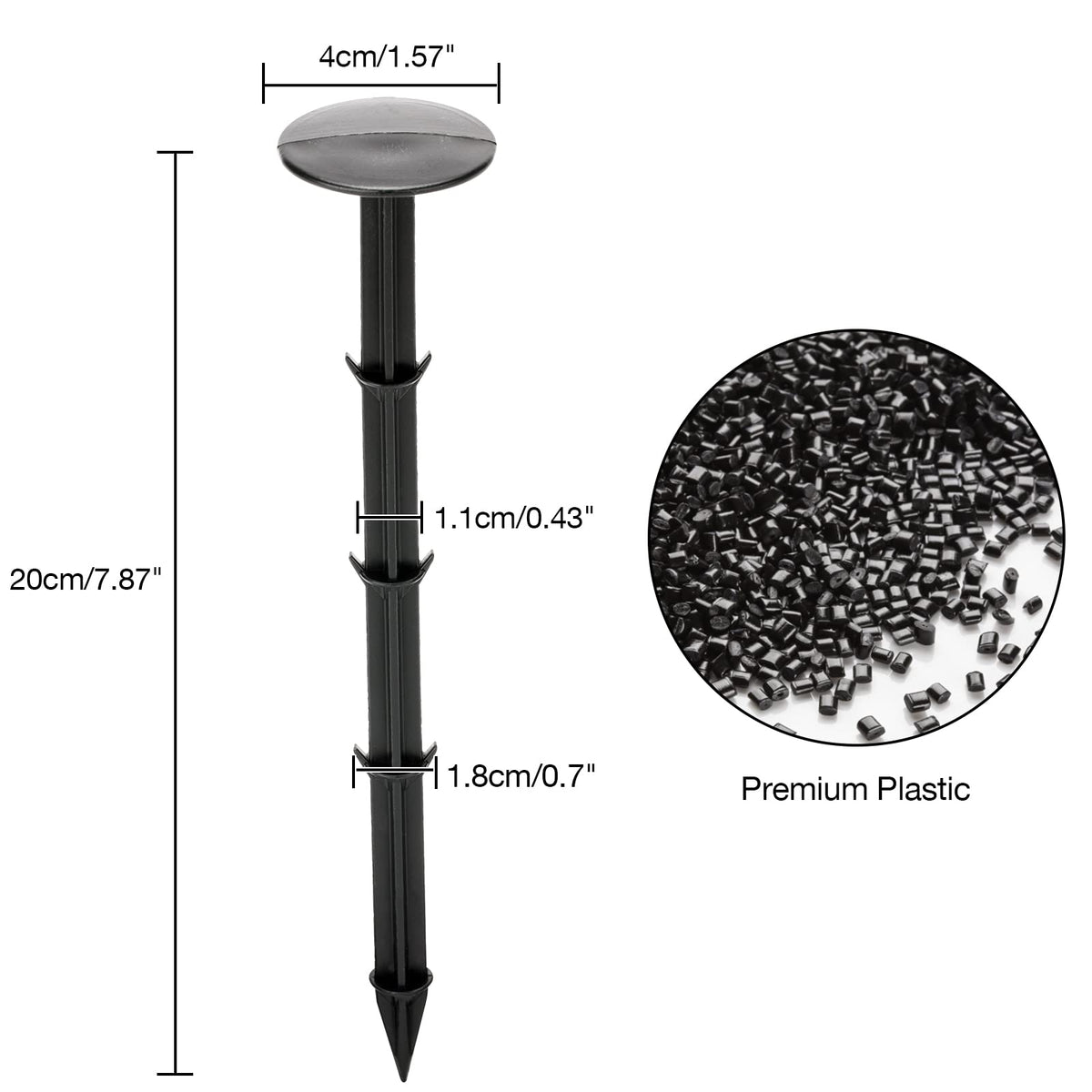 Close-up of Kinglake plastic stake showing durable material for weather resistance
