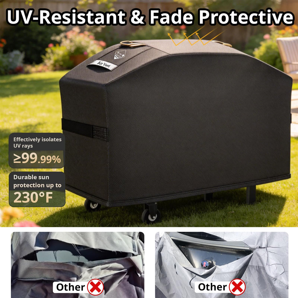 Kingly griddle cover adjustable strap keeps grill secure in wind