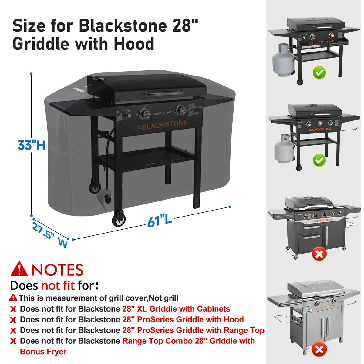 Kingly griddle cover tear-resistant 800D material withstands heavy use