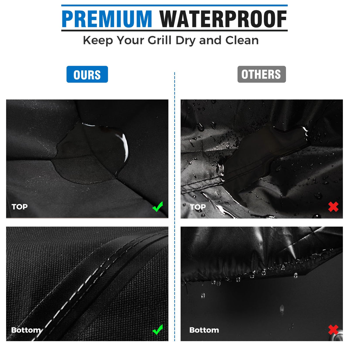 KINGLY adjustable straps ensure a windproof, secure fit on any size grill.
