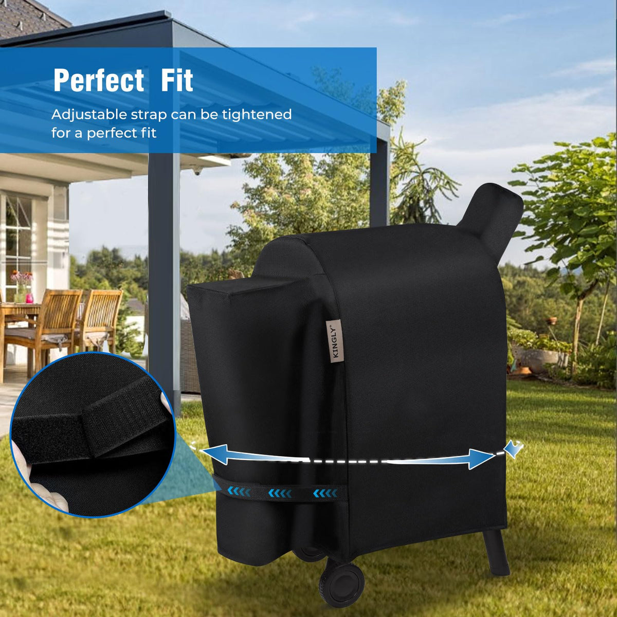 KINGLY waterproof seam-tape design prevents water intrusion and keeps the grill dry.