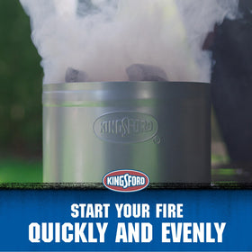 Kingsford chimney starter heat shield and stay-cool handle for safe pouring