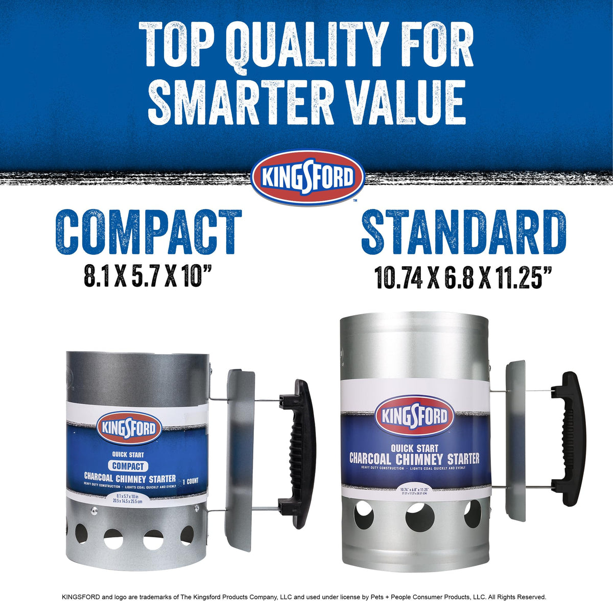 Kingsford dimensions guide highlights 8.1 x 5.7 x 10 inches.