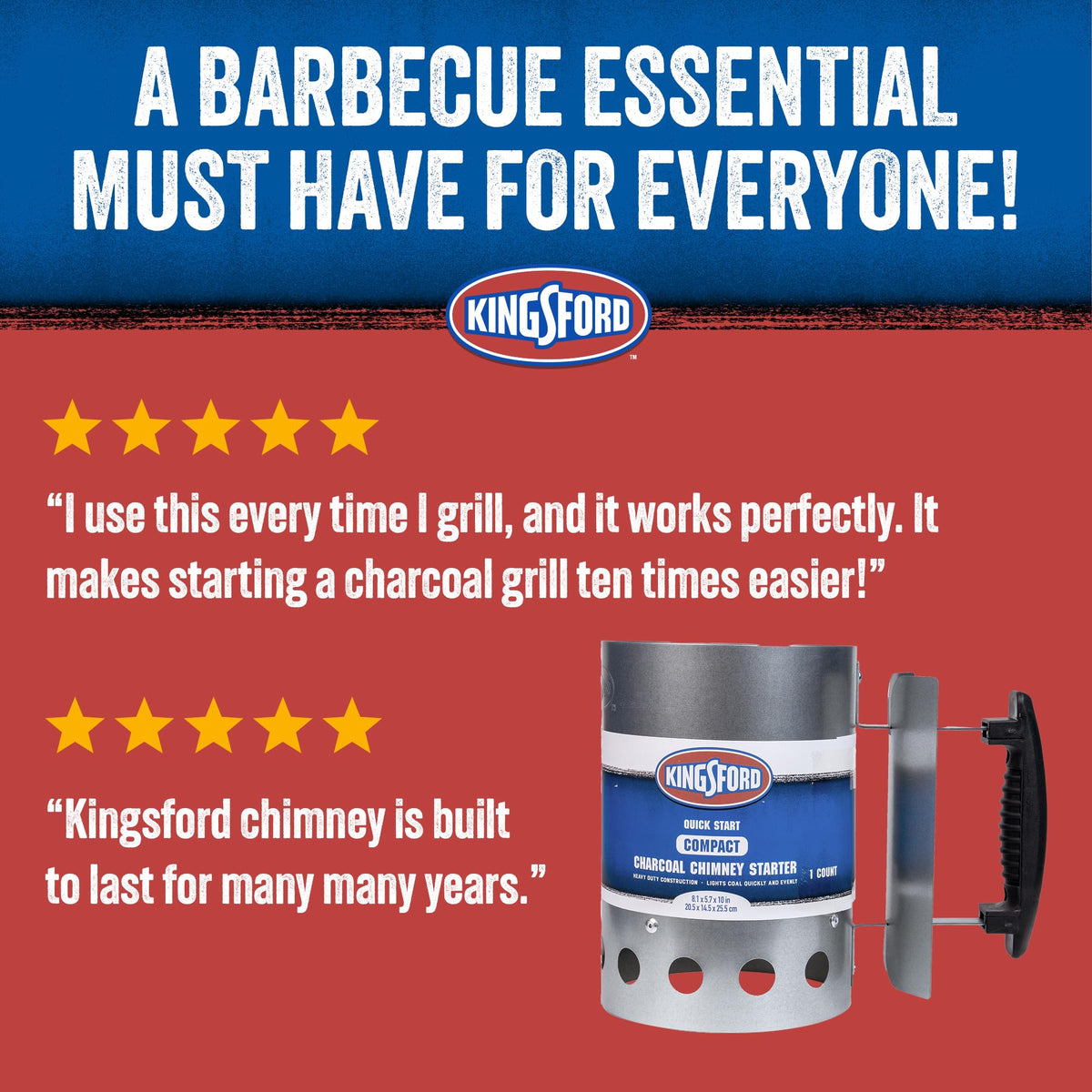 Kingsford Compact Starter arrives ready to use right out of the box.