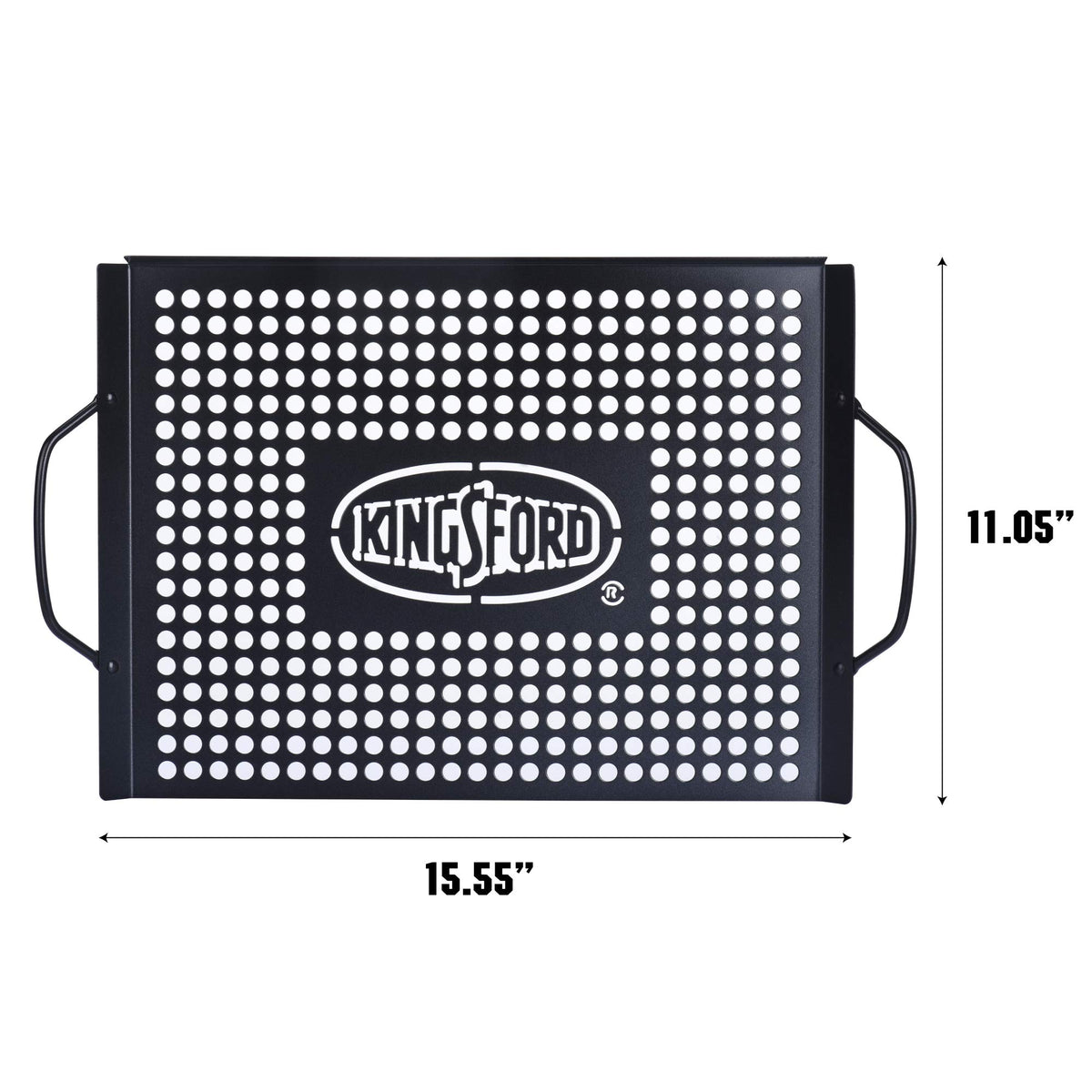 Kingsford curved handles offer a steadier carry from grill to table.