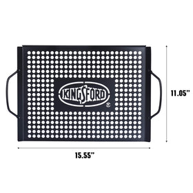 Kingsford curved handles offer a steadier carry from grill to table.