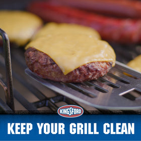 Kingsford liner packaging displayed for easy disposal and cleaner grill bucket after cooking