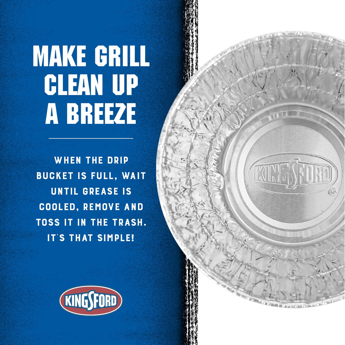 Kingsford drip bucket liner inserted in a standard bucket for tidy grease capture