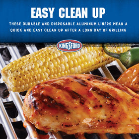 Kingsford disposable liners are easy to set up and discard after cooling.
