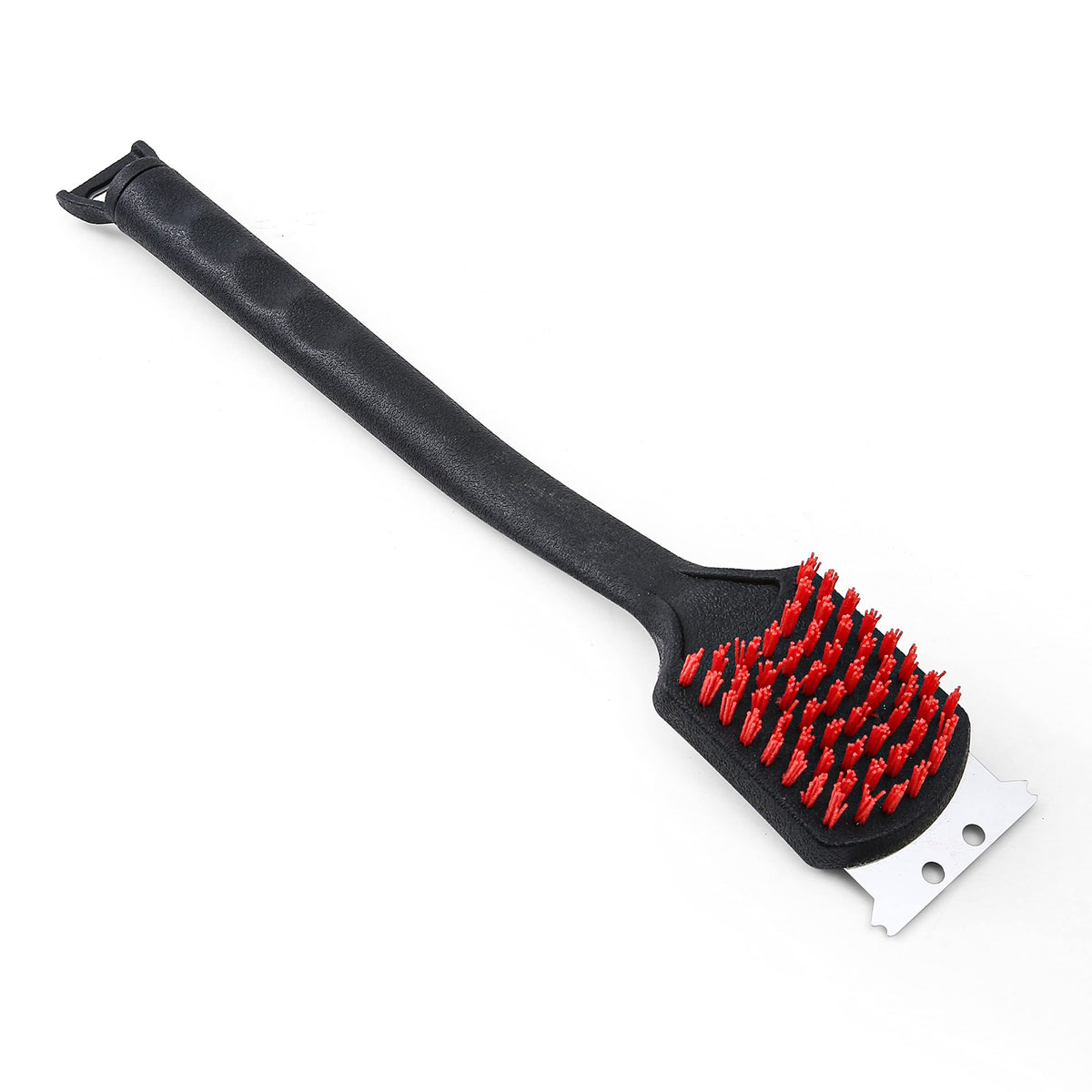 Kingsford brush with integrated scraper loosens stuck-on residue from grates