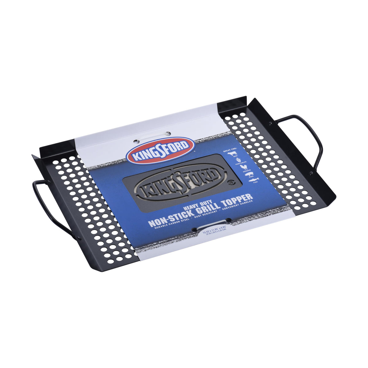 Kingsford heavy-duty carbon steel design withstands repeated outdoor grilling.