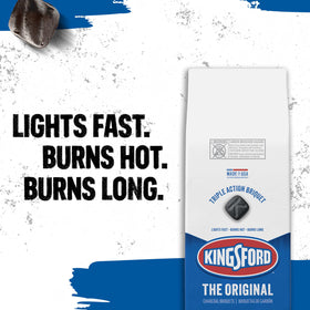 Kingsford Original briquettes burn hotter for even searing on grills