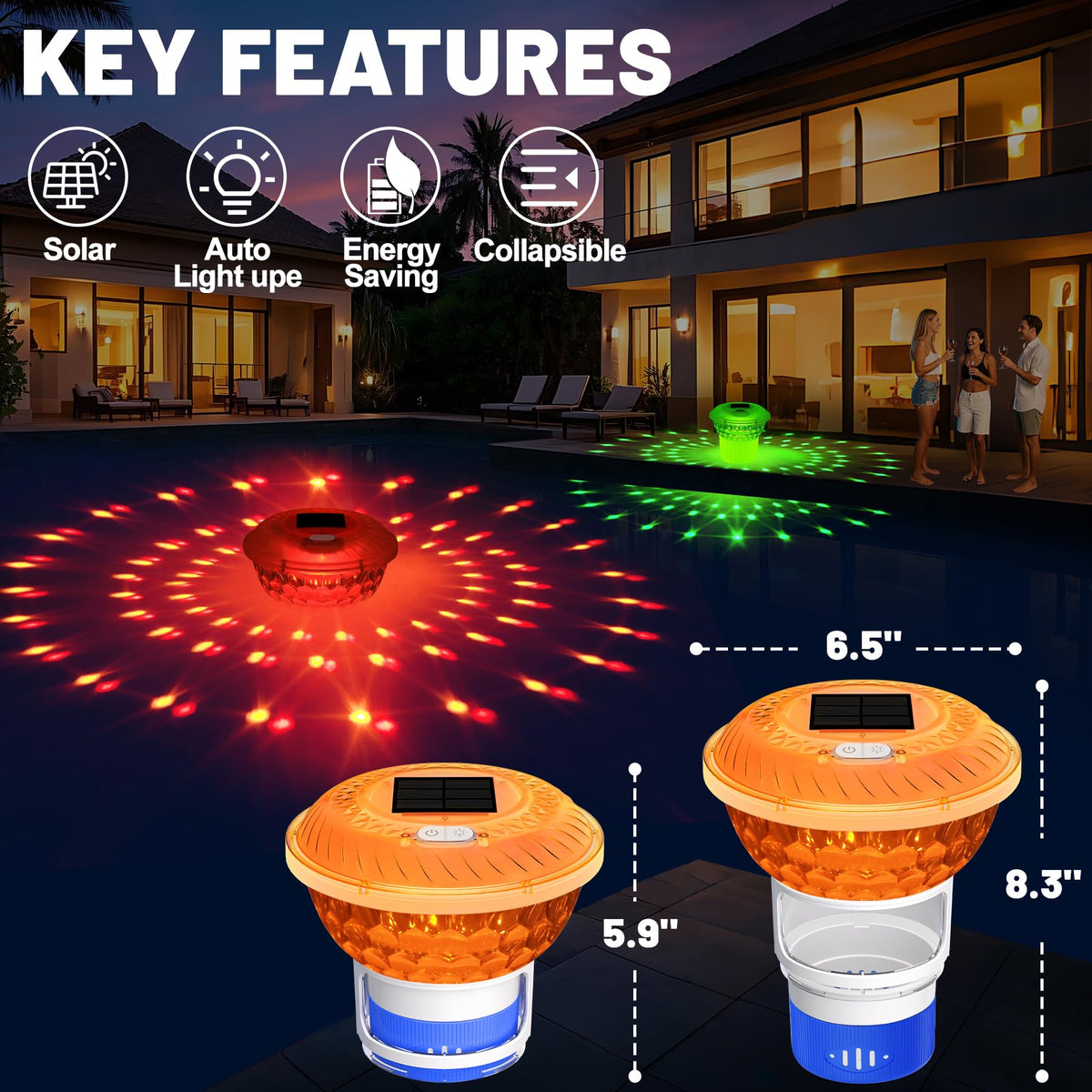 KingSom solar-powered floater lights the pool and dispenses chlorine