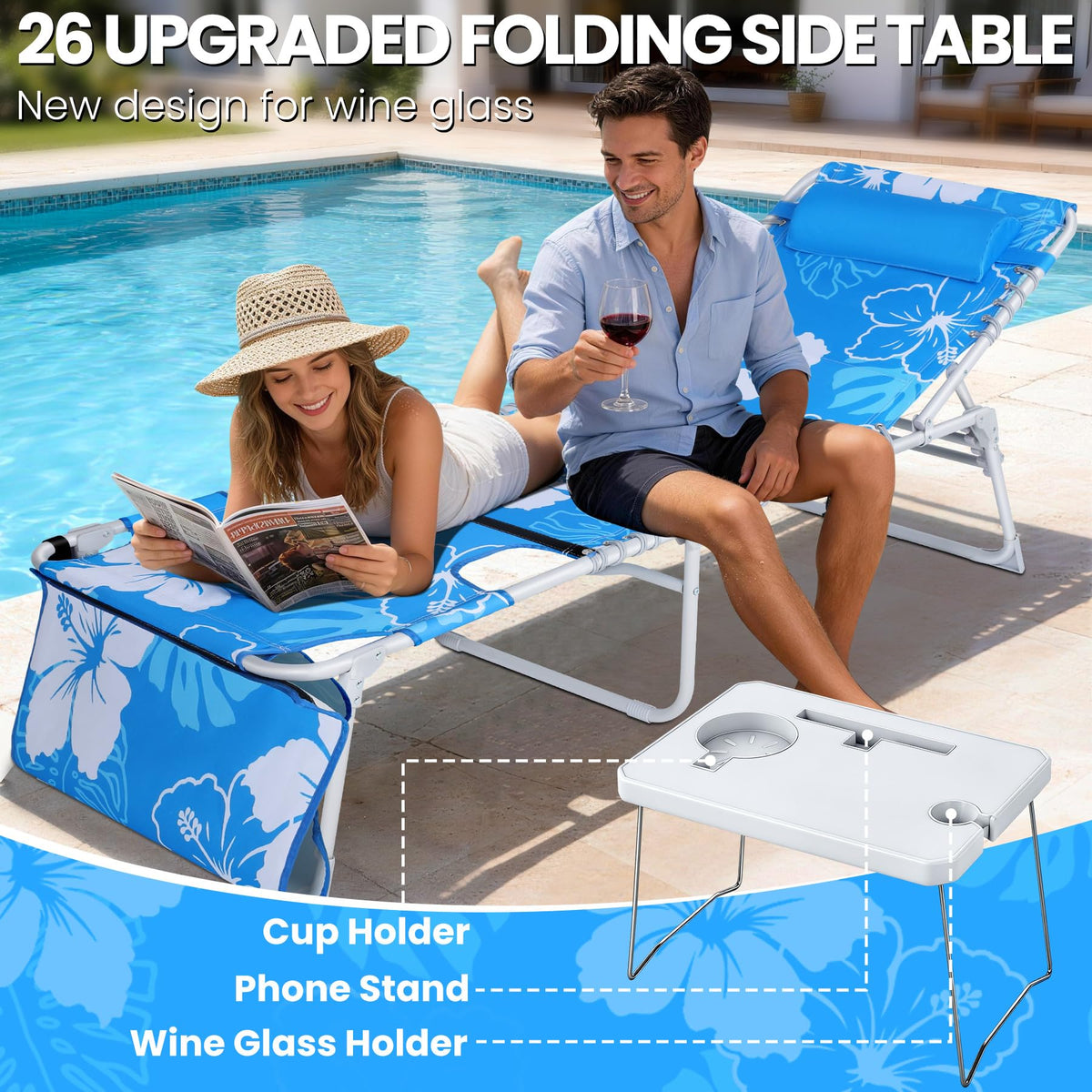KingSom folding side table keeps phone and cup within reach