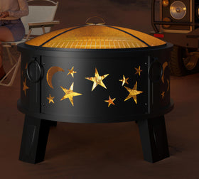 Kingson backyard fire pit setup in a compact patio space.