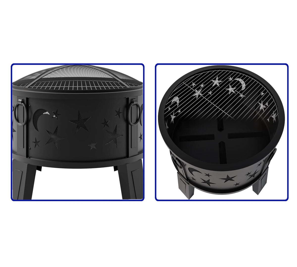 Kingson weatherproof steel fire pit resists rust and UV damage.