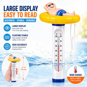 Kingsource man-shaped-top thermometer visual cue for family-friendly pool use