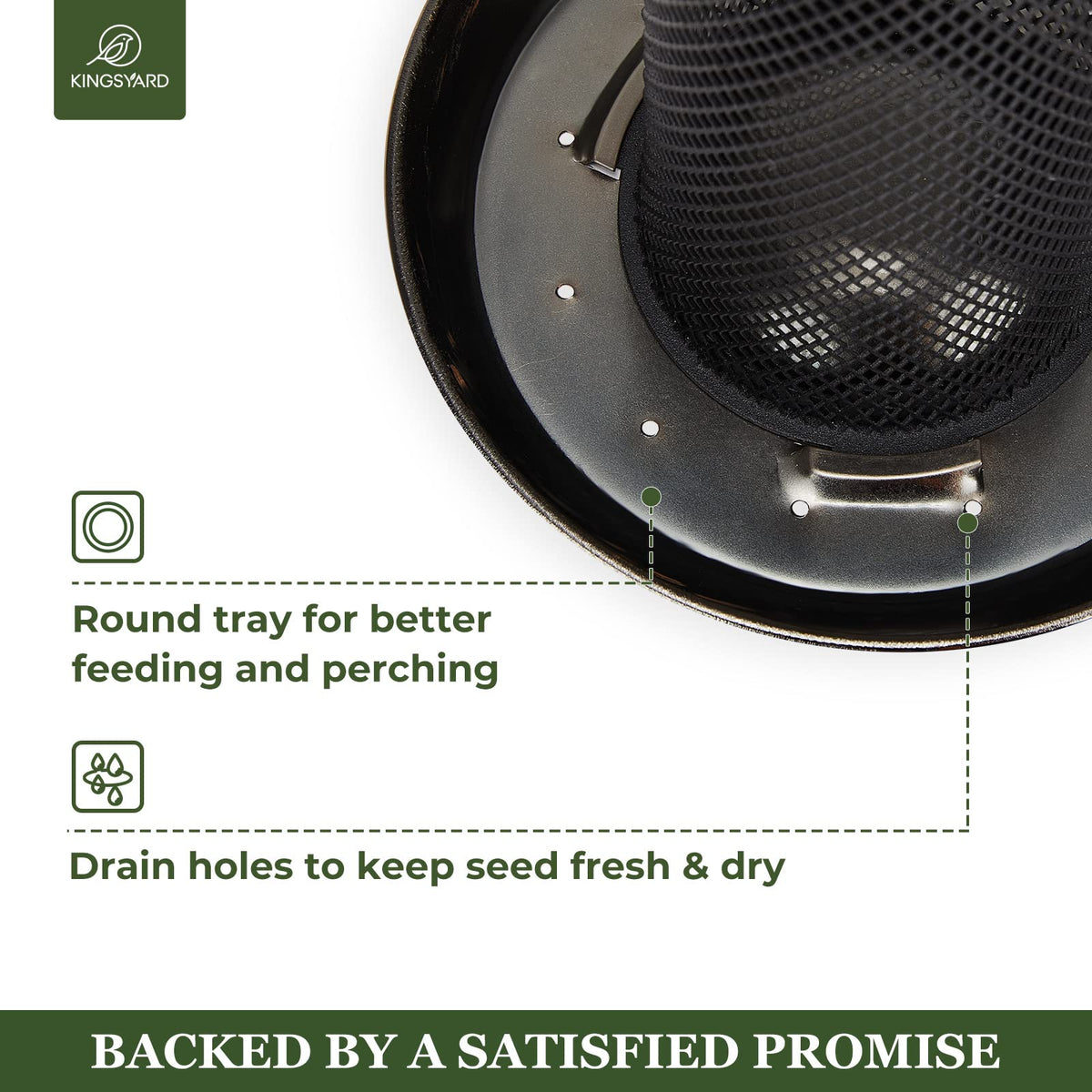 Kingsyard 2.5 lb seed capacity feeder keeps multiple birds fed longer outdoors