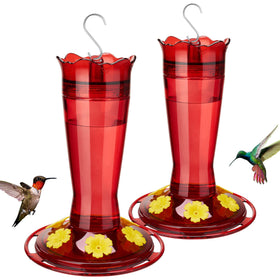 Kingsyard 2-pack glass hummingbird feeder with red ant moat, blocks ants during garden feeding.