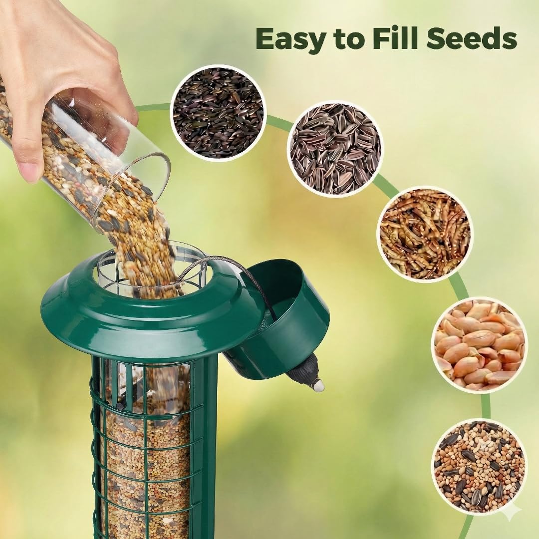 Kingsyard 3-lb capacity metal feeder for steady seed supply