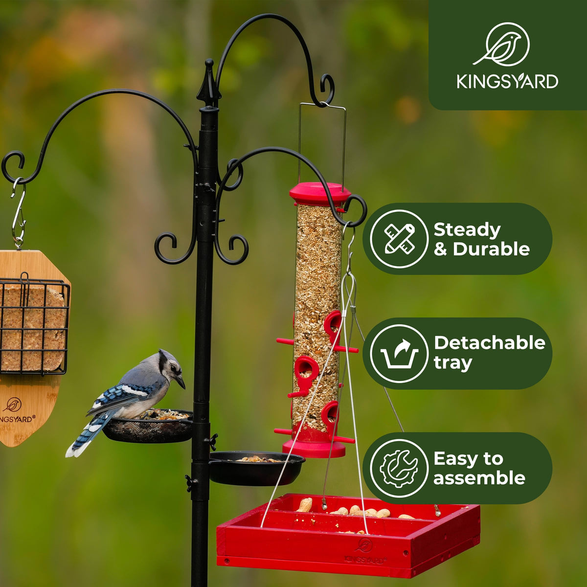 Kingsyard 5-prong base enhances stability for windy outdoor setups