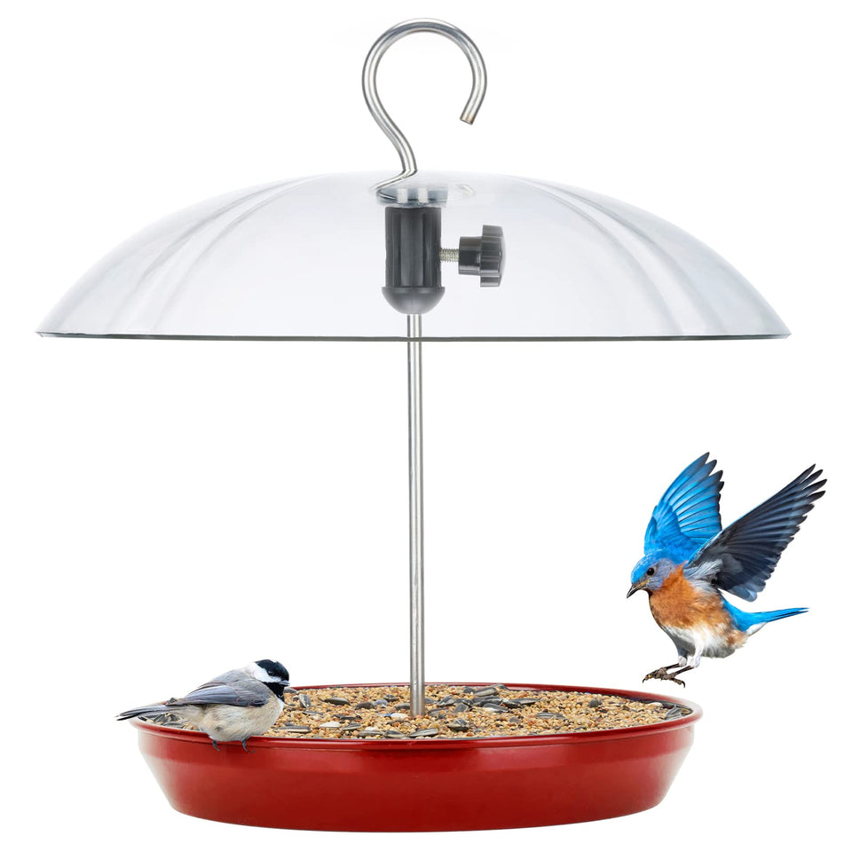 Kingsyard adjustable platform bird feeder with dome top for diverse birds in your yard