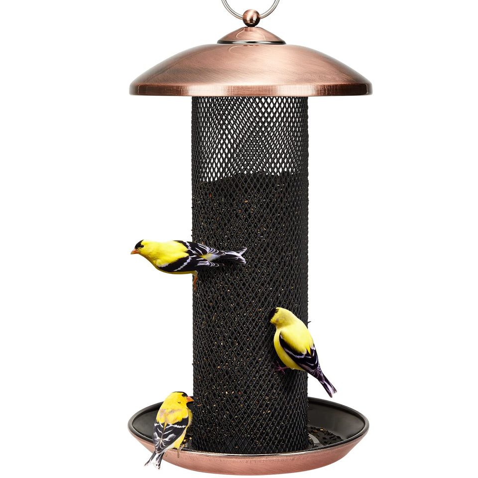 Kingsyard antique copper finch feeder outdoor hanging attracts goldfinches with nyjer seed