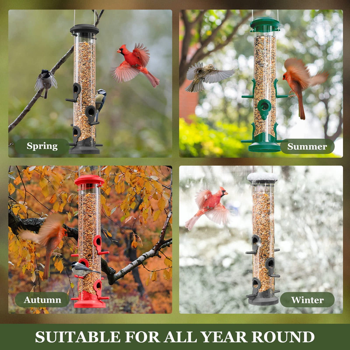 Kingsyard 2-pack bird feeders arranged in a backyard display for convenient feeding.