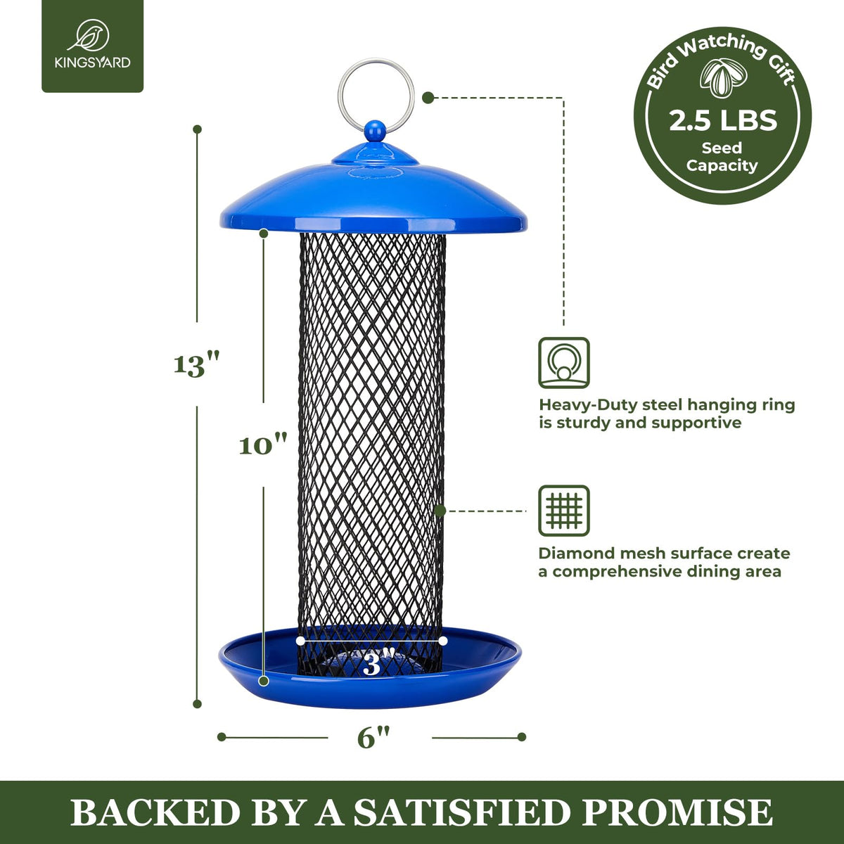 Kingsyard feeder wide-mouth top for easy refilling and cleaning.