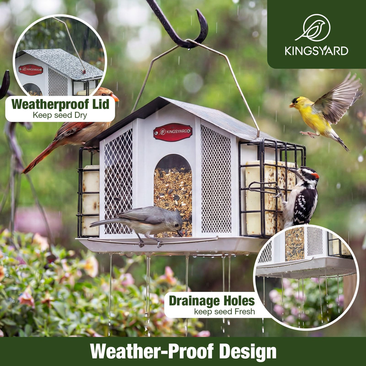 Kingsyard central seed house with three compartments for varied seeds