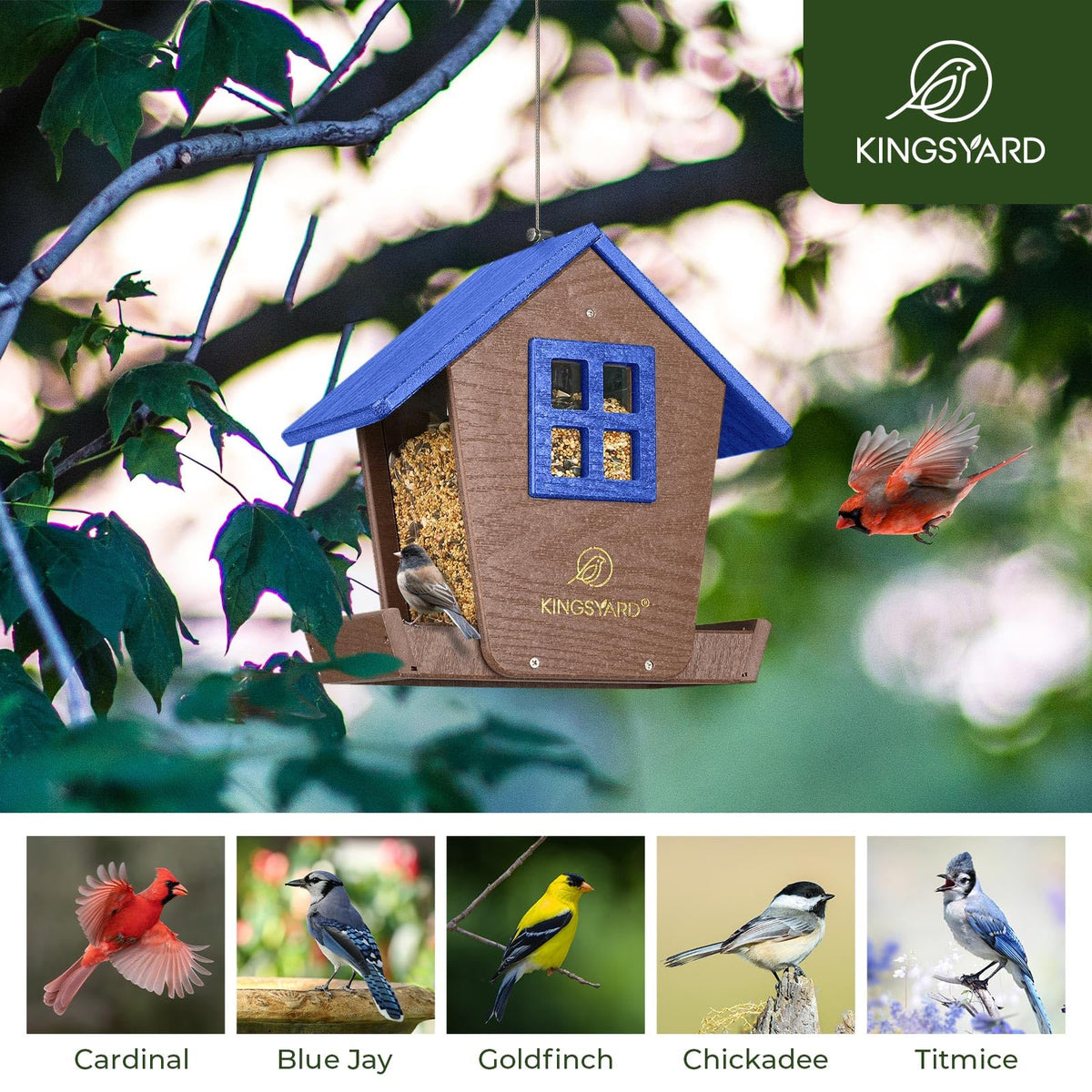 Kingsyard 4 lb hopper capacity for ample seed storage and fewer refills