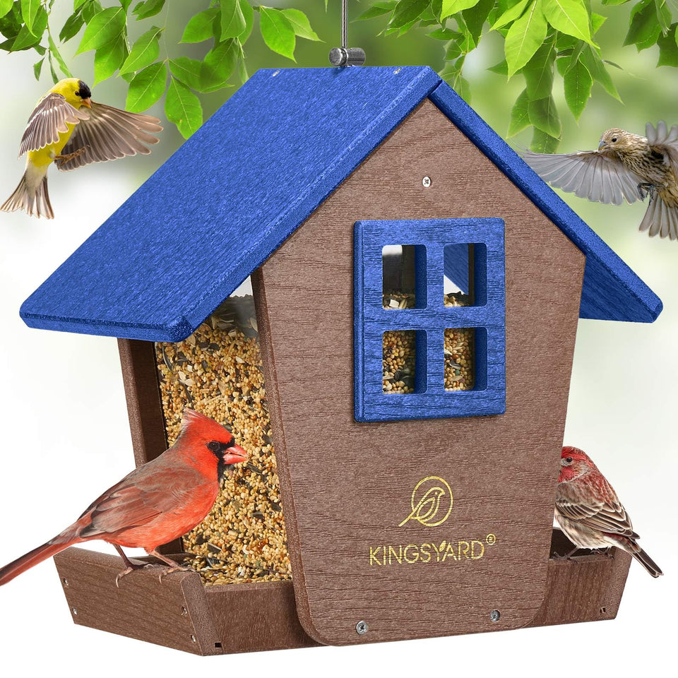Kingsyard bird feeder house with waterproof roof for year round outdoor use