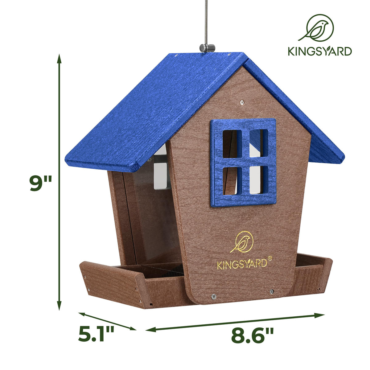Kingsyard weatherproof feeder hanging in the garden for year round use