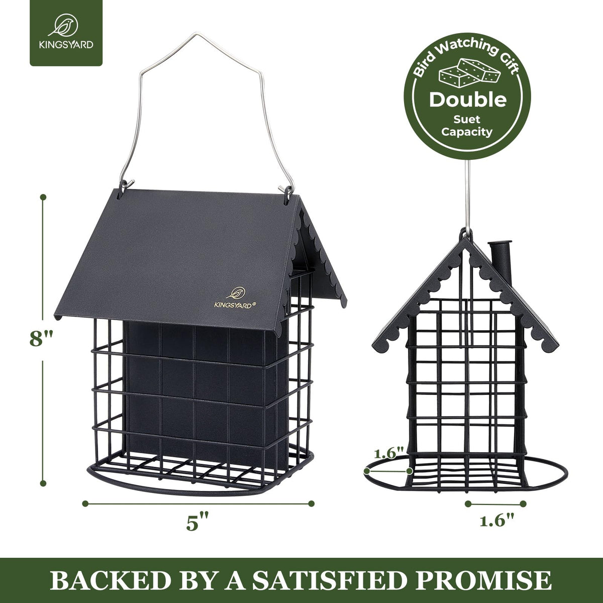 Outdoor hanging Kingsyard bird feeder in black finish.