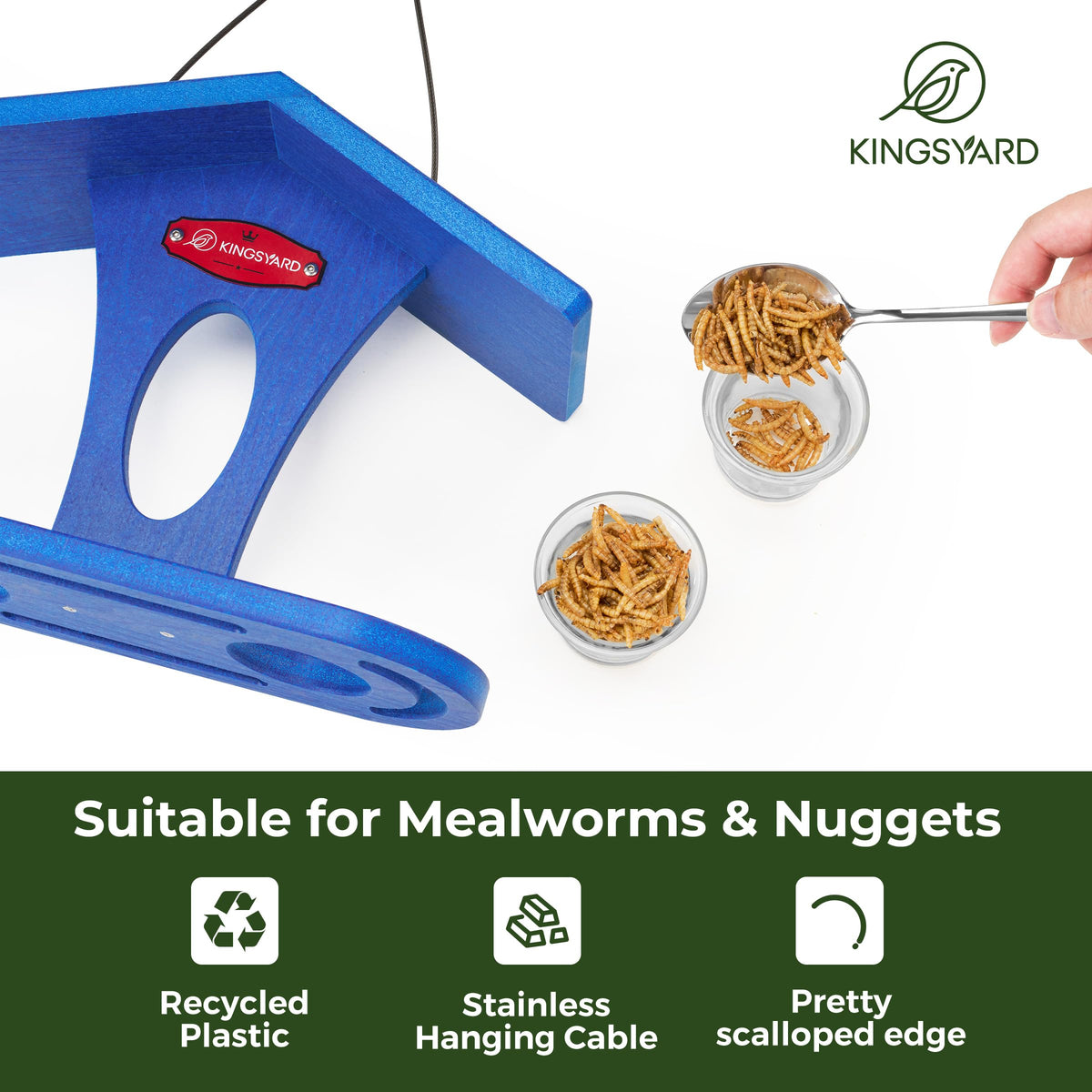 Kingsyard feeder showing removable dishes for easy cleaning