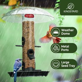 Kingsyard Bird Feeder Removable Tray for easy refills and quick cleaning.