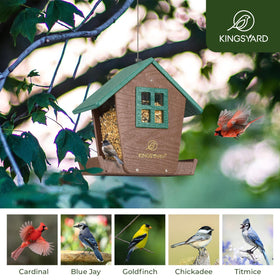 Kingsyard bird feeder roof with drawcord lock green, for easy refilling.