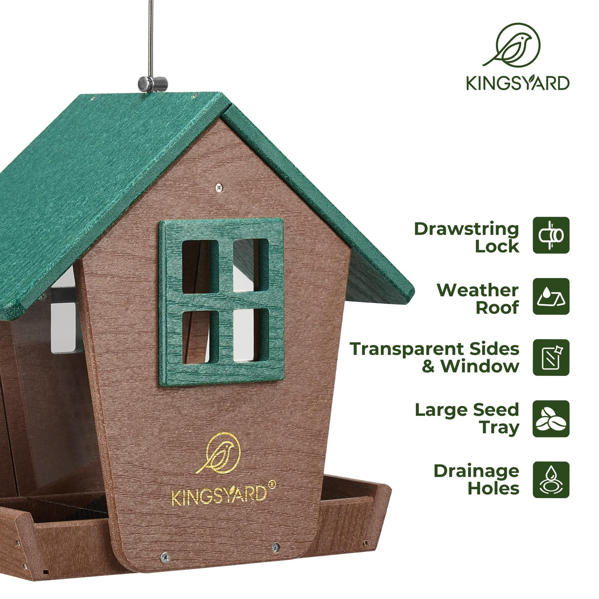 Kingsyard roof-removable-green enables quick cleaning and refilling.
