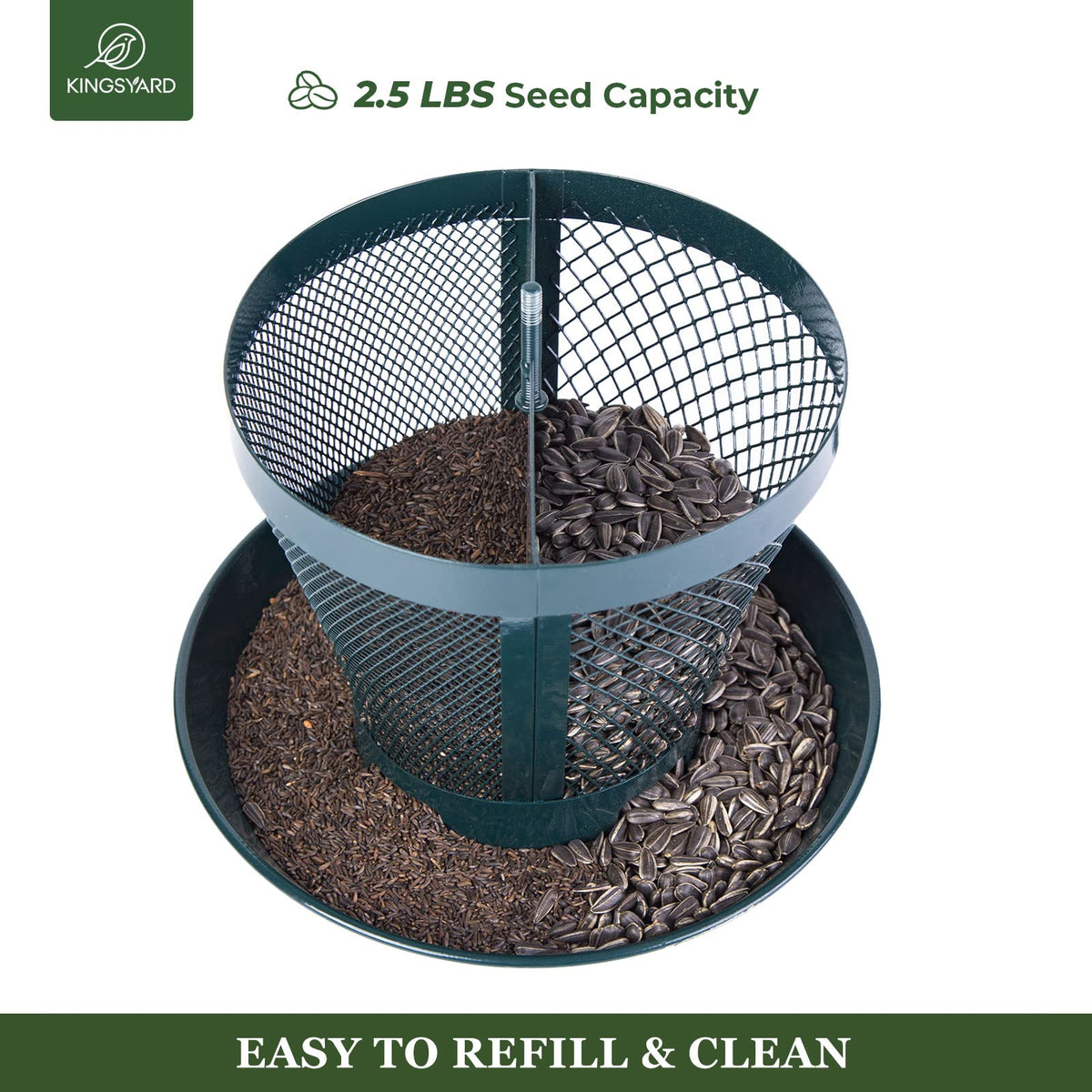 Kingsyard top lid allows quick refills for busy garden mornings.
