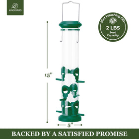 Kingsyard weatherproof feeder with steel hanger stands up to rain and wind.