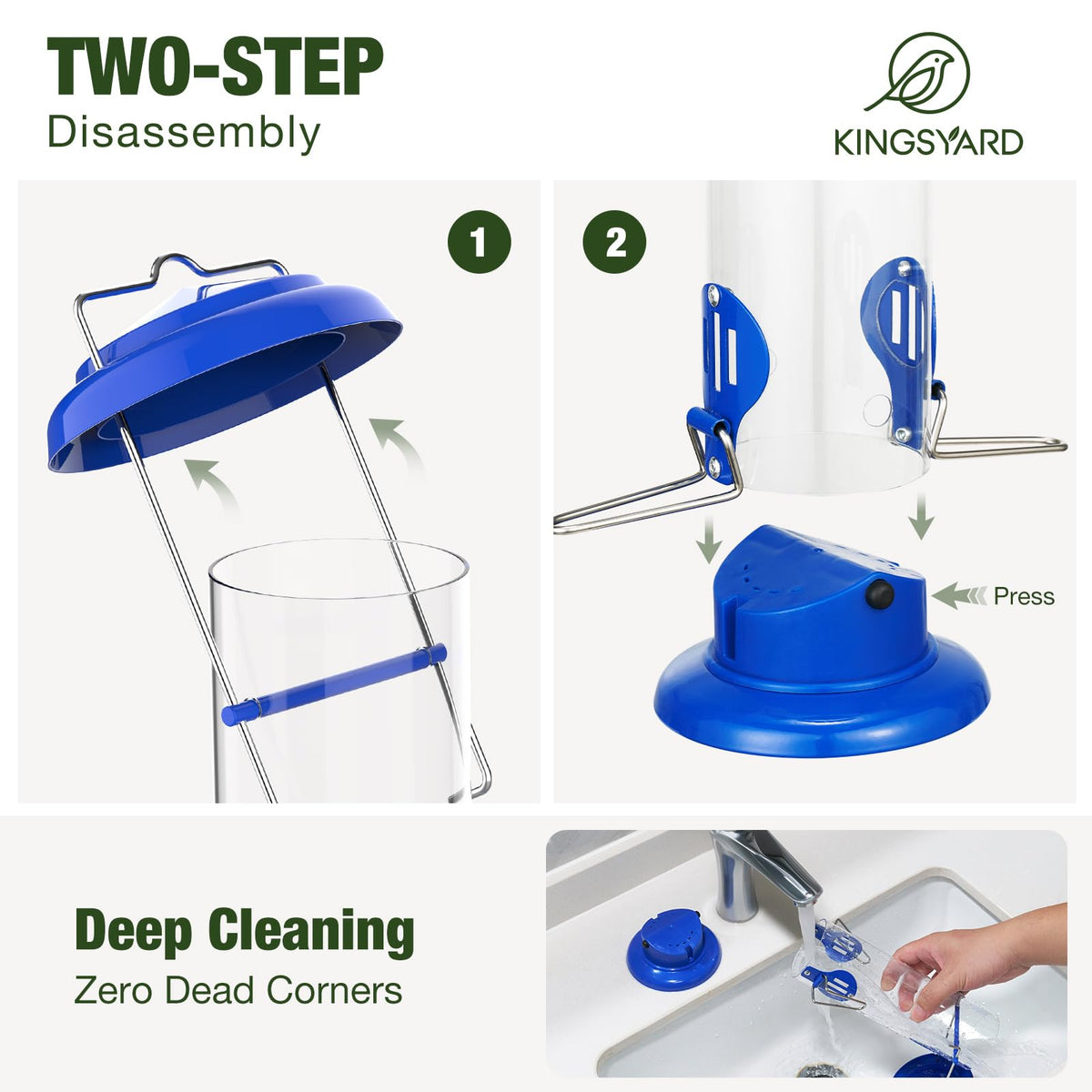 Kingsyard feeder with bottom drainage prevents moisture buildup.
