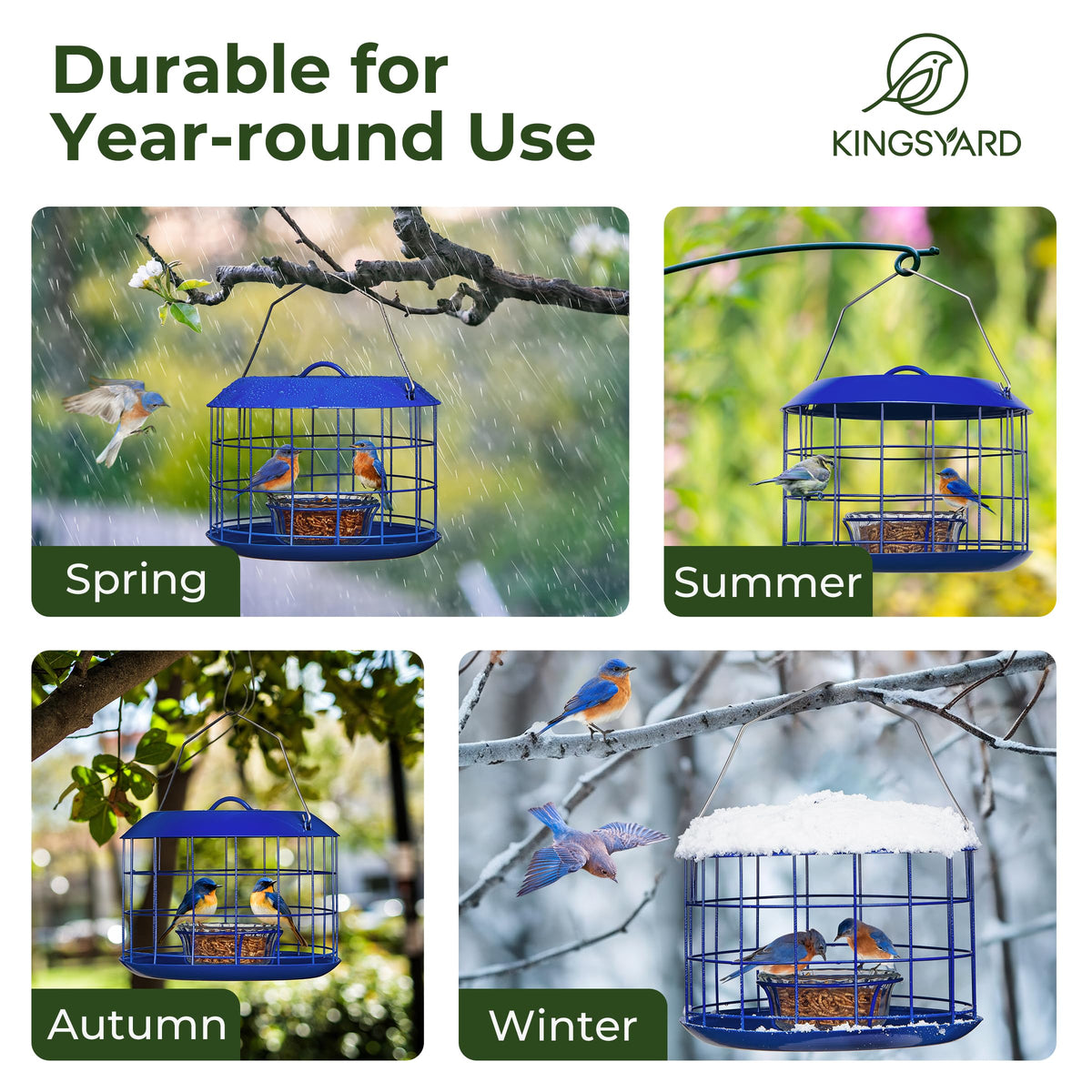 Kingsyard Bluebird Feeder bottom tray with drainage keeps food dry