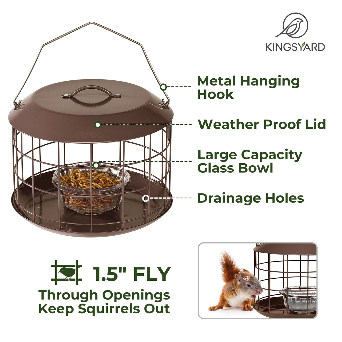 Kingsyard Bluebird Feeder easy-refill lid shows quick top-fill access