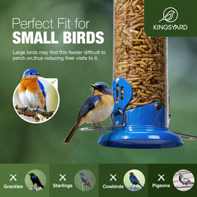 Kingsyard metal mealworm tube feeder for wild birds with durable construction.