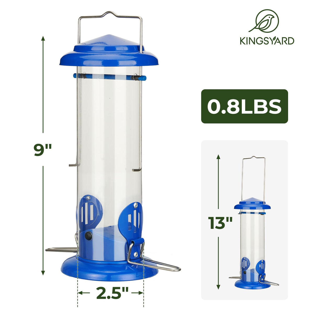 Kingsyard bluebird feeder transparent compartments let you monitor food.