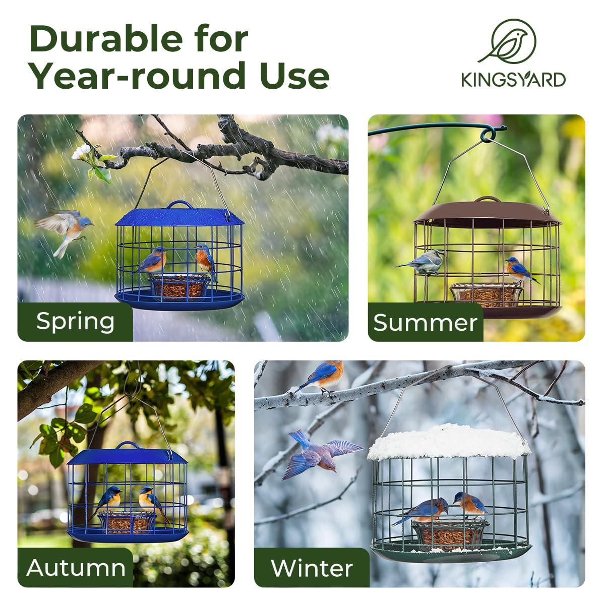 Kingsyard Bluebird Feeder weatherproof metal finish withstands wind and rain