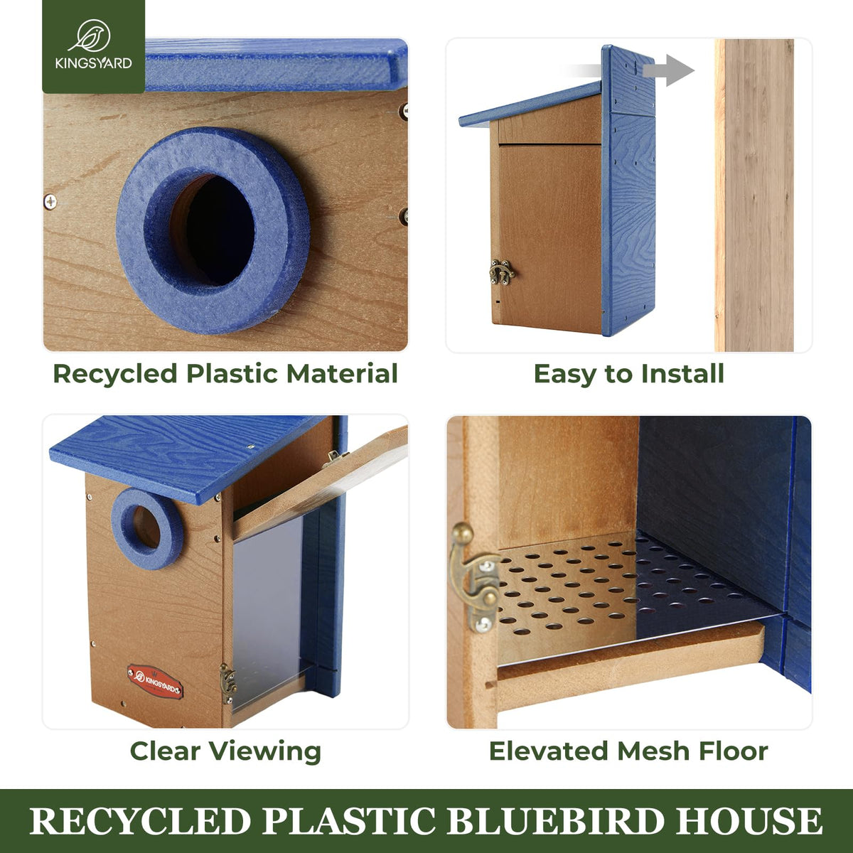 Kingsyard bluebird, wren, swallow, and finch friendly design welcomes diverse visitors.