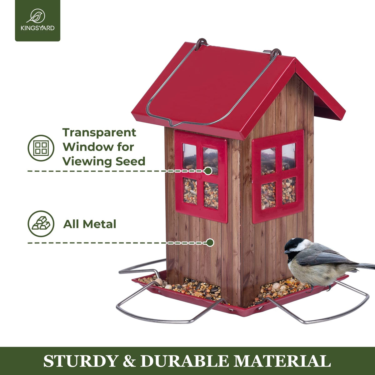 Kingsyard built-in drainage holes keep seeds dry for birds.