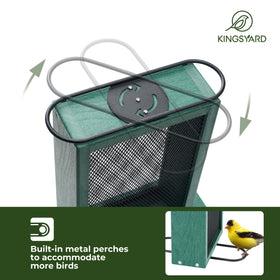 Kingsyard built-in perch supports clinging birds with an optional U-shaped perch.