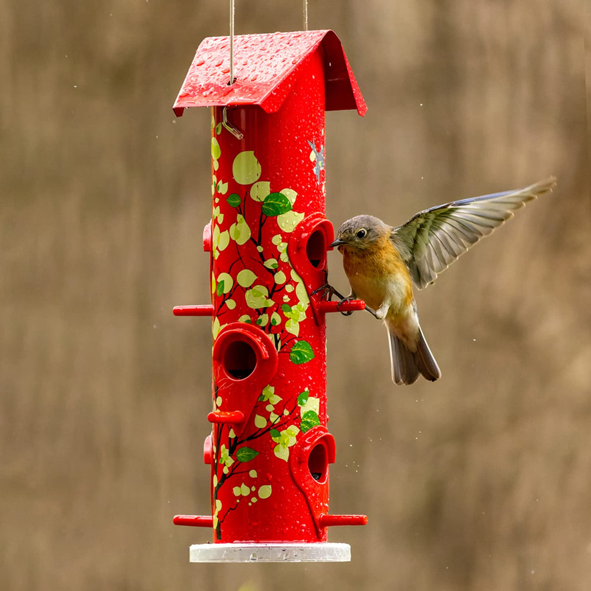 Kingsyard vibrant red tube feeder enhances any yard and bird-watching setup.